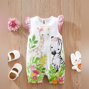 Adorable Girls Baby Animal Romper. Perfect for Summertime Outings or Play Dates